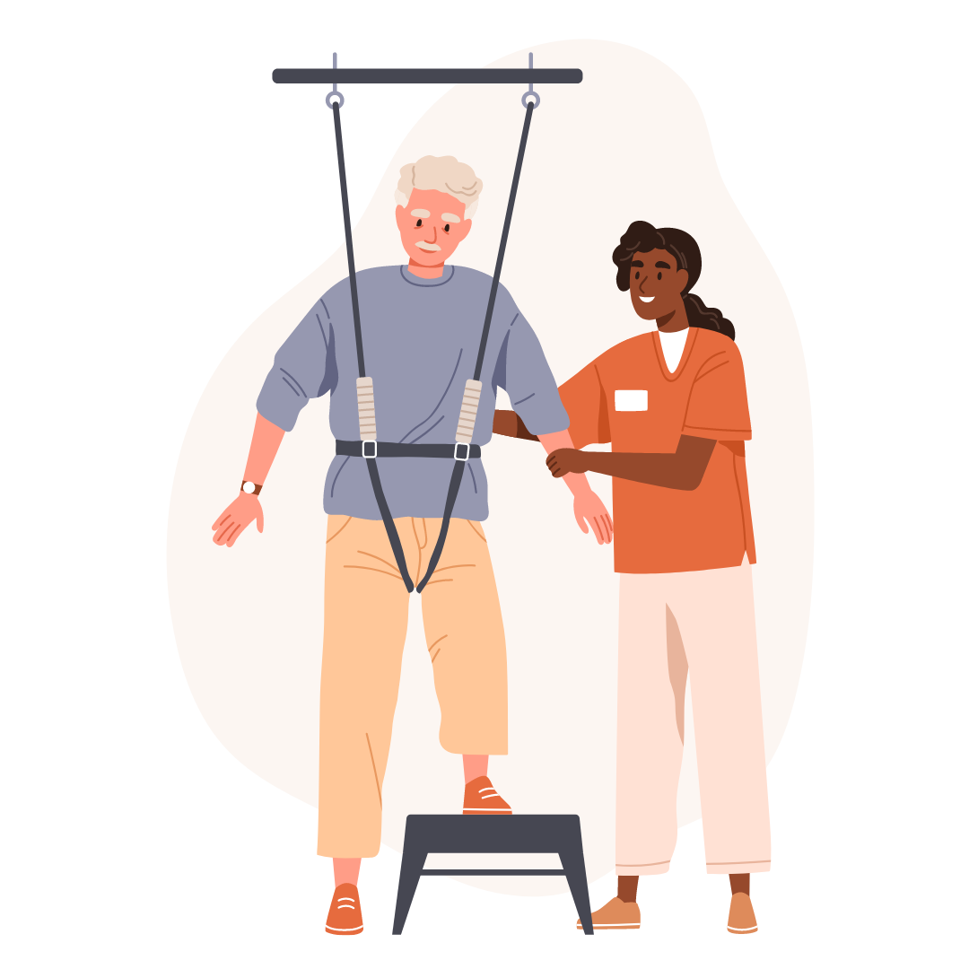 Physiotherapeutin macht Krankengymnastik mit Patient